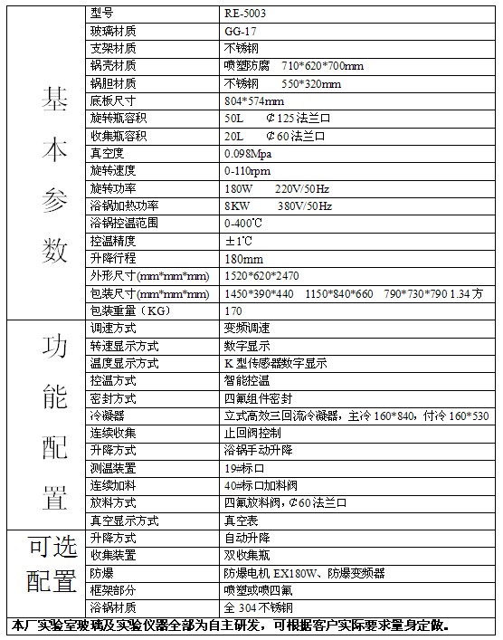 RE-5003型50L旋转蒸发器/旋转蒸发仪/旋蒸/蒸发器