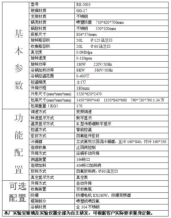 RE-5003型50L旋转蒸发器/旋转蒸发仪/旋蒸/蒸发器